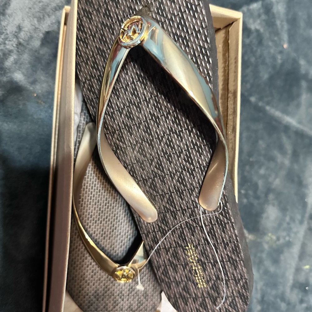 Michael Kors Gold and Black Sandals